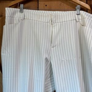 Eloquii White Pinstripe Cropped Dress Pants